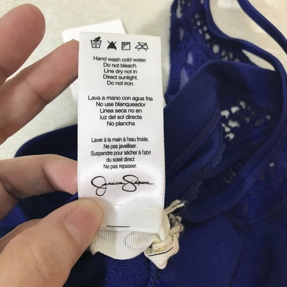 Jessica Simpson Martinique Hi-Neck Sexy Crochet Top Bikini Swimsuit Blue New - Picture 12 of 13